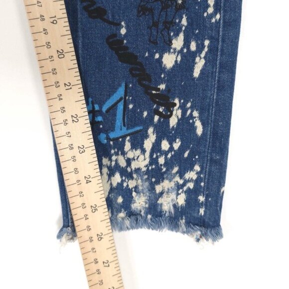 ZARA WOMAN DENIM PREMIUM COLLECTION Graffiti Size 2 RARE Blue Jeans 9863/265 - Picture 7 of 12